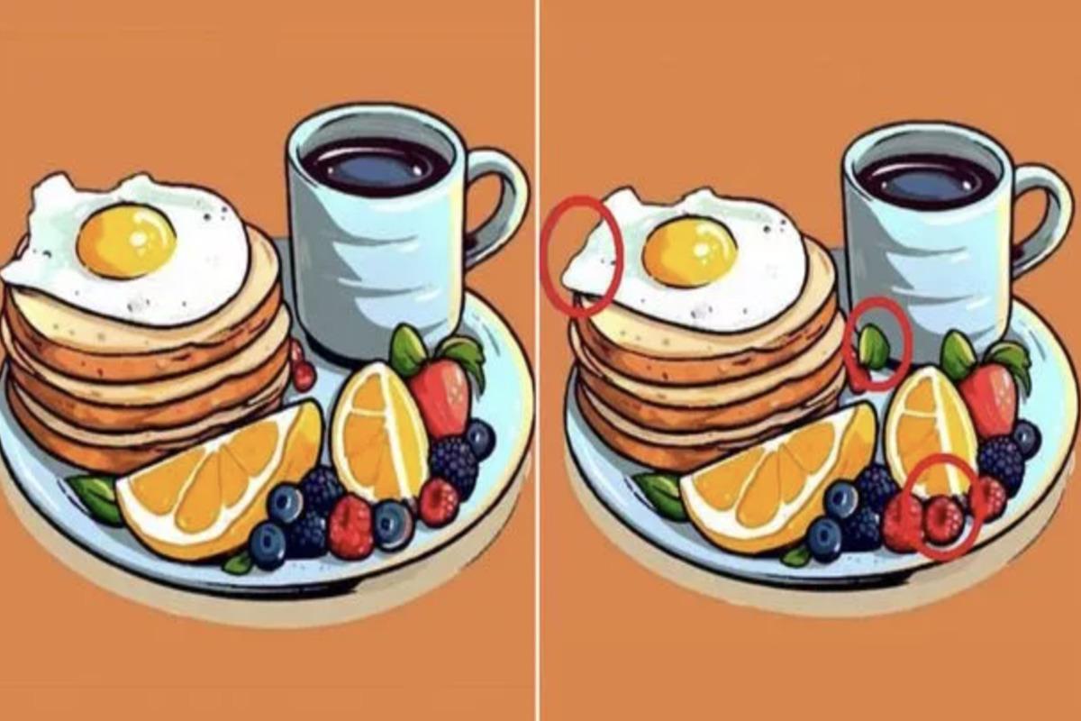 Doar persoanele cu un IQ ridicat pot găsi rapid cele trei diferențe dintre farfuriile de mic dejun