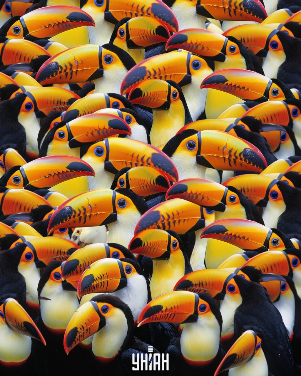 Găsiți un pelican printre tucani în 7 secunde / colaj Moje